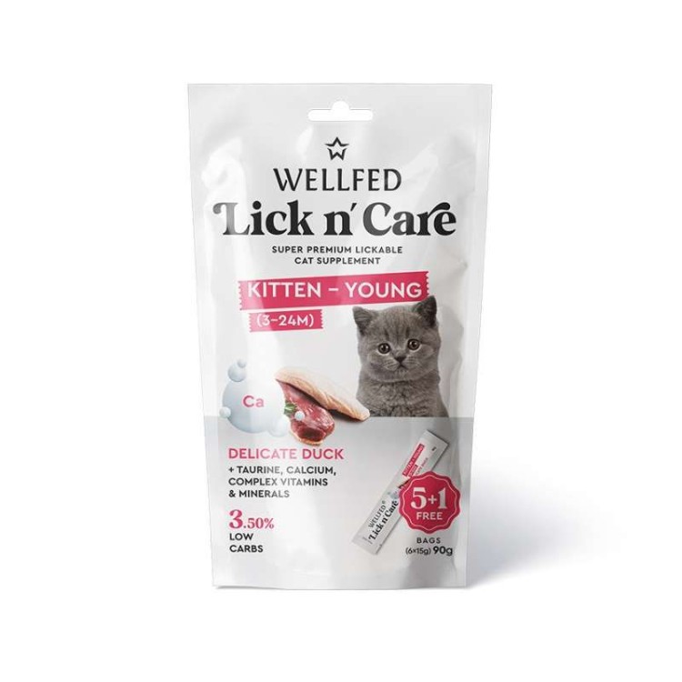 WELLFED LICK N CARE ΚΡΕΜΩΔΗΣ ΛΙΧΟΥΔΙΑ KITTEN YOUNG 3 ΕΩΣ 24 ΜΗΝΩΝ ΠΑΠΙΑ 6pcs x 15gr WELLFED LICK N CARE ΚΡΕΜΩΔΗΣ ΛΙΧΟΥΔΙΑ KITTEN YOUNG 3 ΕΩΣ 24 ΜΗΝΩΝ ΠΑΠΙΑ 6pcs x 15gr