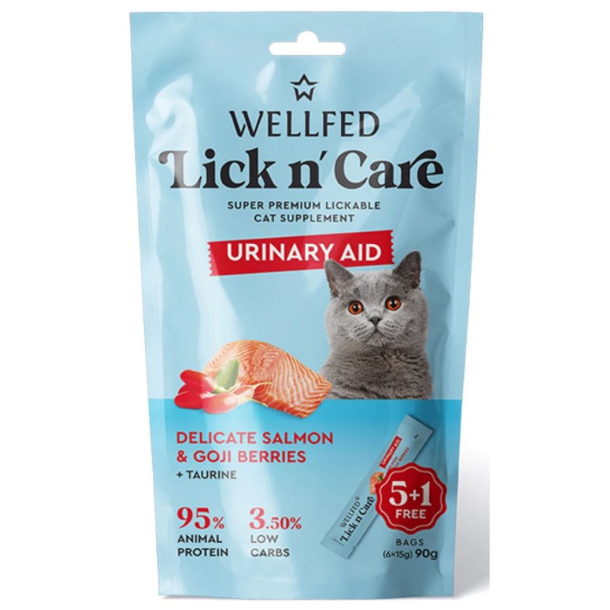 WELLFED LICK N CARE URINARY AID ΚΡΕΜΩΔΗΣ ΛΙΧΟΥΔΙΑ ΓΑΤΑΣ ΜΕ ΣΟΛΟΜΟ ΚΑΙ ΣΜΕΟΥΡΑ 90gr