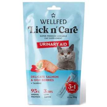 WELLFED LICK N CARE URINARY AID ΚΡΕΜΩΔΗΣ ΛΙΧΟΥΔΙΑ ΓΑΤΑΣ ΜΕ ΣΟΛΟΜΟ ΚΑΙ ΣΜΕΟΥΡΑ 90gr