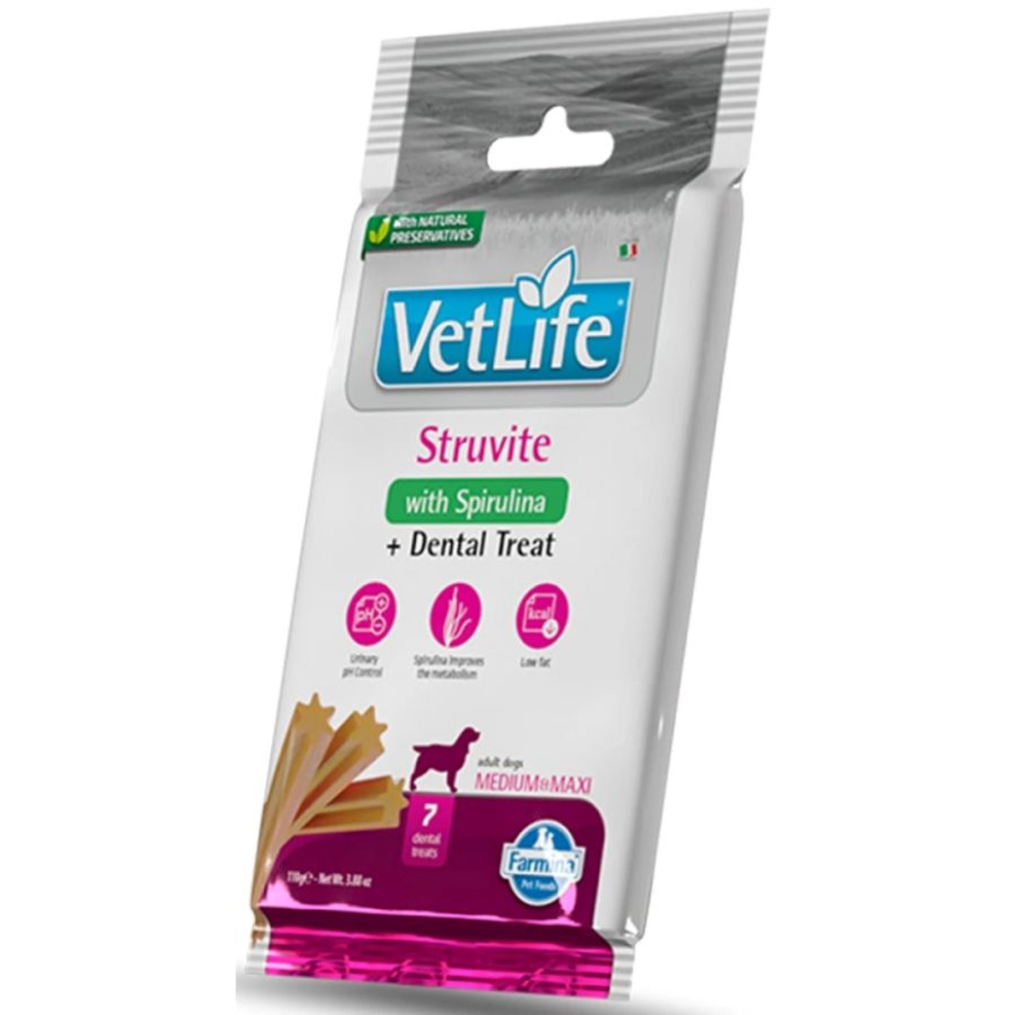 VET LIFE DENTAL TREAT STRUVITE ADULT MEDIUM AND MAXI DOG 7 STICKS 110gr