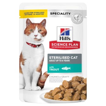 HILL'S SCIENCE PLAN STERILISED ADULT CAT TROUT CHUNKS IN GRAVY POUCH 85GR