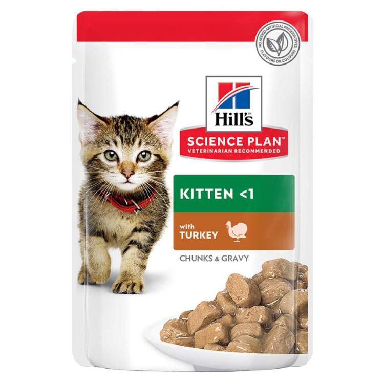 HILL'S SCIENCE PLAN KITTEN CAT TURKEY CHUNKS IN GRAVY POUCH 85GR