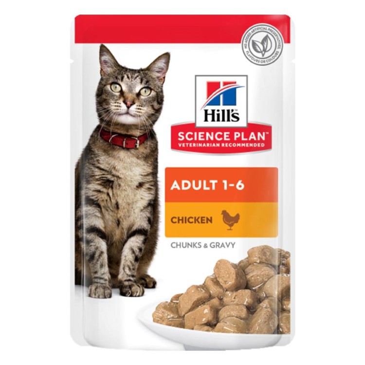 HILL'S SCIENCE PLAN ADULT CAT CHICKEN CHUNKS IN GRAVY POUCH 85GR