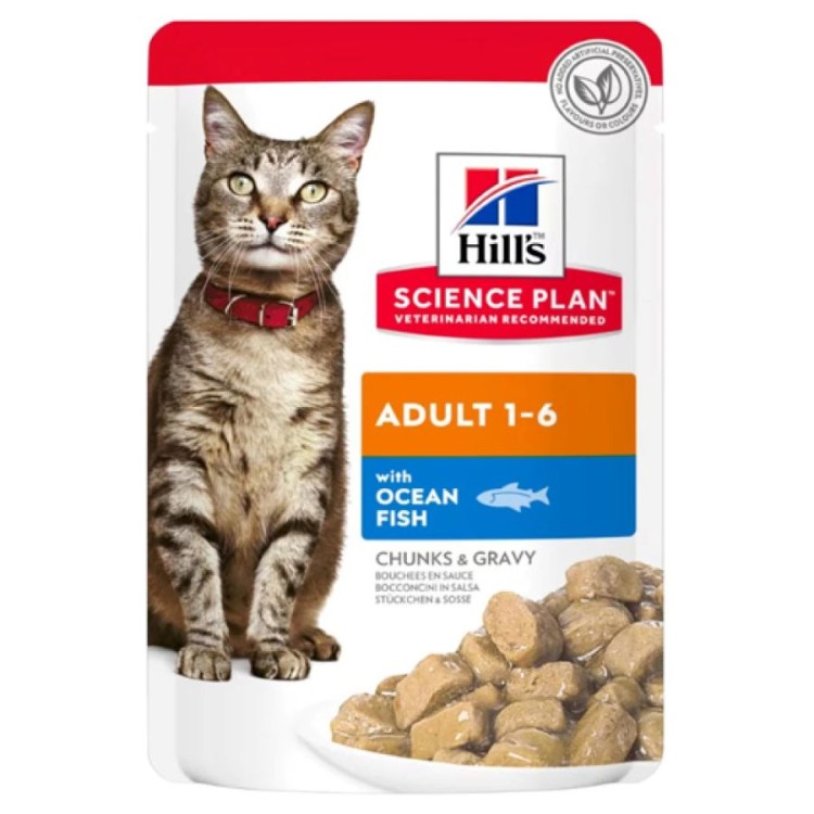 HILL'S SCIENCE PLAN ADULT CAT OCEAN FISH CHUNKS IN GRAVY POUCH 85GR