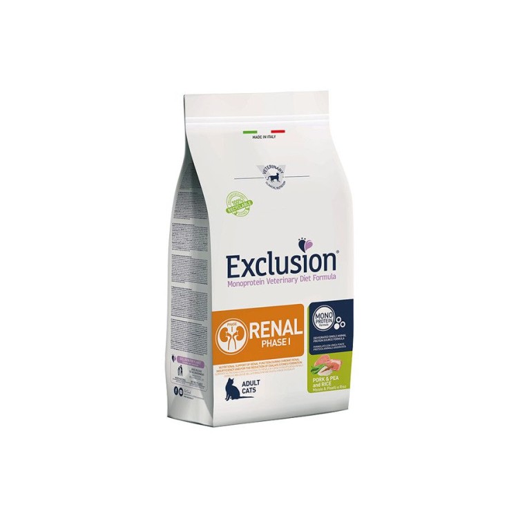 EXCLUSION VETERINARY DIET RENAL PHASE 1 ADULT CAT PORK PEA AND RICE 300gr