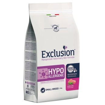 EXCLUSION VETERINARY DIET HYPOALLERGENIC ADULT DOG SMALL BREED PORK AND PEA 7KG
