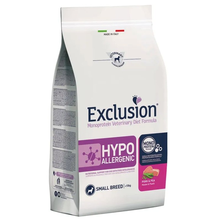 EXCLUSION VETERINARY DIET HYPOALLERGENIC ADULT DOG SMALL BREED PORK AND PEA 7KG