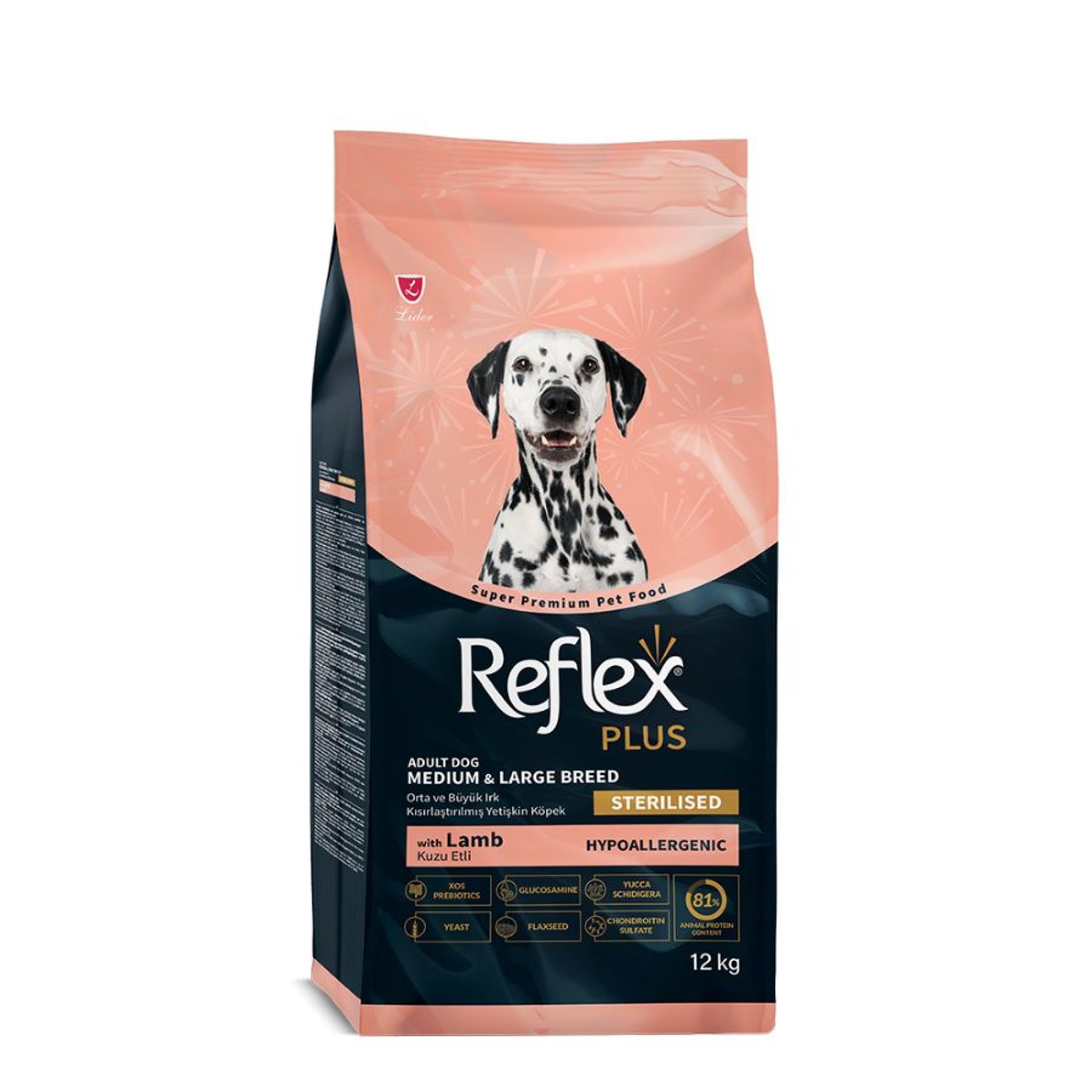 REFLEX PLUS MEDIUM LARGE STERILISED LIGHT ADULT DOG ΑΡΝΙ 12kg