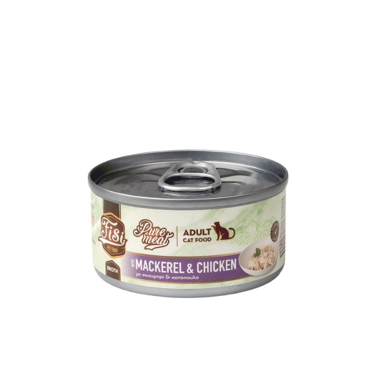 FISI PURE MEAT ADULT CAT WET FOOD ΣΚΟΥΜΠΡΙ ΚΑΙ ΚΟΤΟΠΟΥΛΟ ΣΕ ΖΩΜΟ 80gr