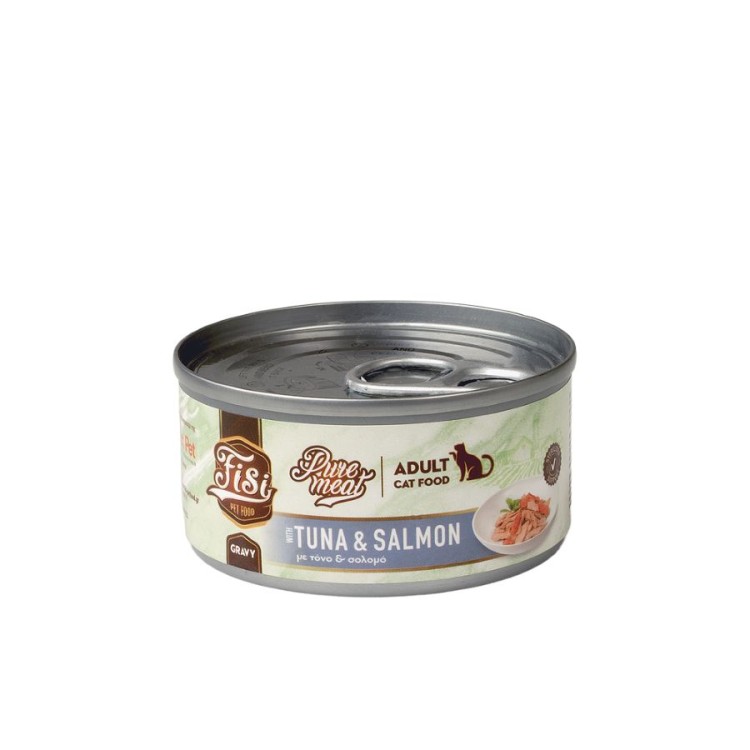 FISI PURE MEAT ADULT CAT WET FOOD ΤΟΝΟΣ ΚΑΙ ΣΟΛΟΜΟΣ ΣΕ ΣΑΛΤΣΑ 80gr