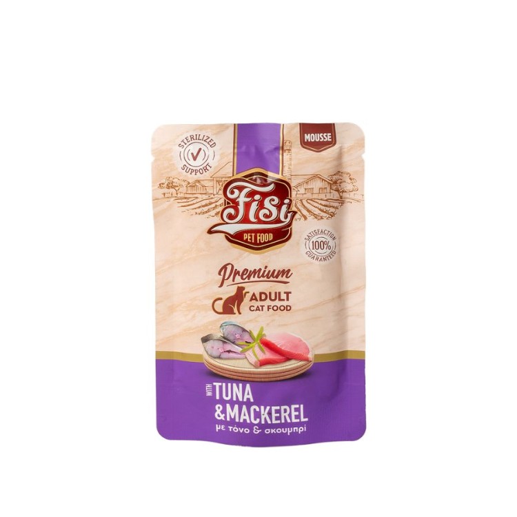 FISI PURE MEAT ADULT CAT WET FOOD MOUSSE TONOΣ ΚΑΙ ΣΚΟΥΜΠΡΙ 80gr