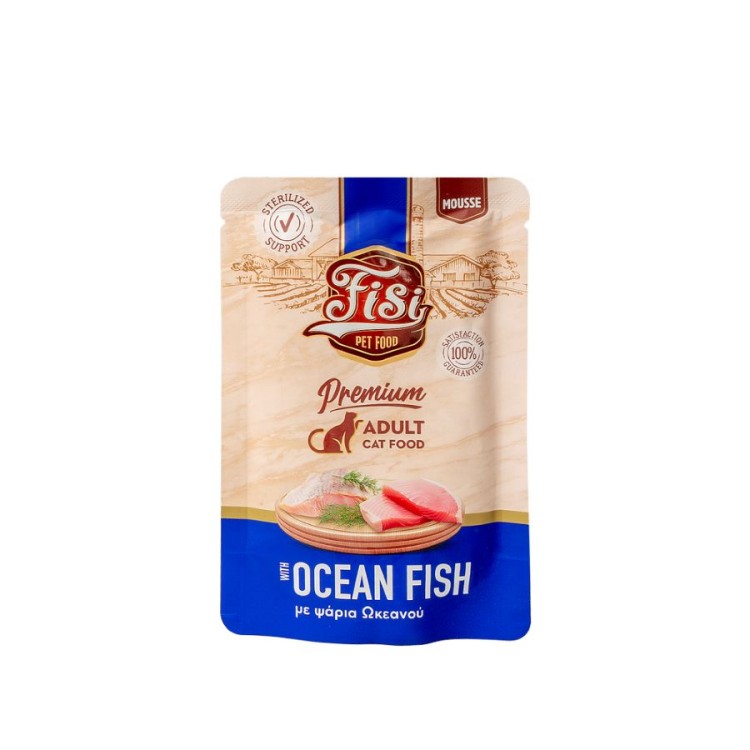 FISI PURE MEAT ADULT CAT WET FOOD MOUSSE ΨΑΡΙΑ ΩΚΕΑΝΟΥ 80gr