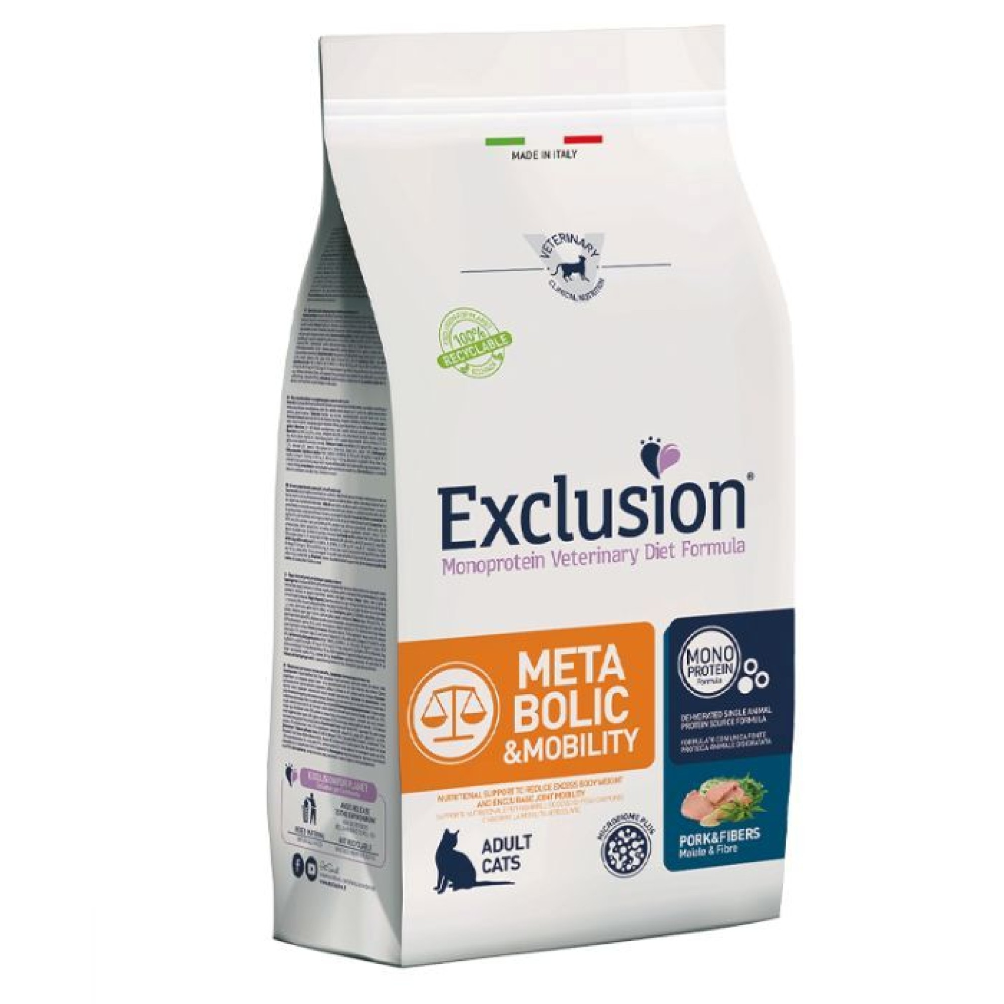 EXCLUSION VETERINARY DIET METABOLIC AND MOBILITY ADULT CAT PORK AND FIBERS 300gr
