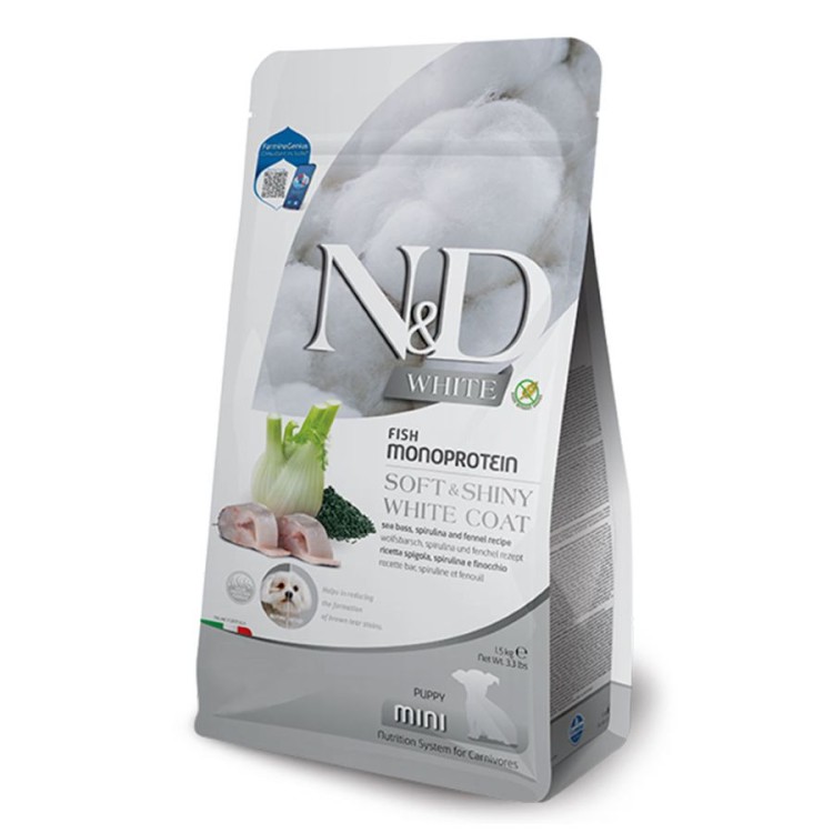 ND DOG WHITE SEA BASS AND SPIRULINA PUPPY MINI 1,5kg ND DOG WHITE SEA BASS AND SPIRULINA PUPPY MINI 1,5kg