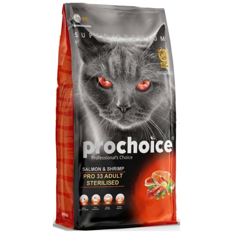 PROCHOICE SUPER PREMIUM STERILISED ADULT CAT ΣΟΛΟΜΟΣ ΚΑΙ ΓΑΡΙΔΕΣ 15KG PROCHOICE SUPER PREMIUM STERILISED ADULT CAT ΣΟΛΟΜΟΣ ΚΑΙ ΓΑΡΙΔΕΣ 15KG