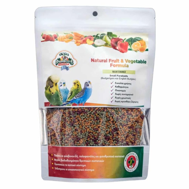 EVIA PARROTS SMALL NATURAL FRUIT AND VEGETABLES FORMULA ΓΙΑ ΜΙΚΡΟΥΣ ΠΑΠΑΓΑΛΟΥΣ 500gr