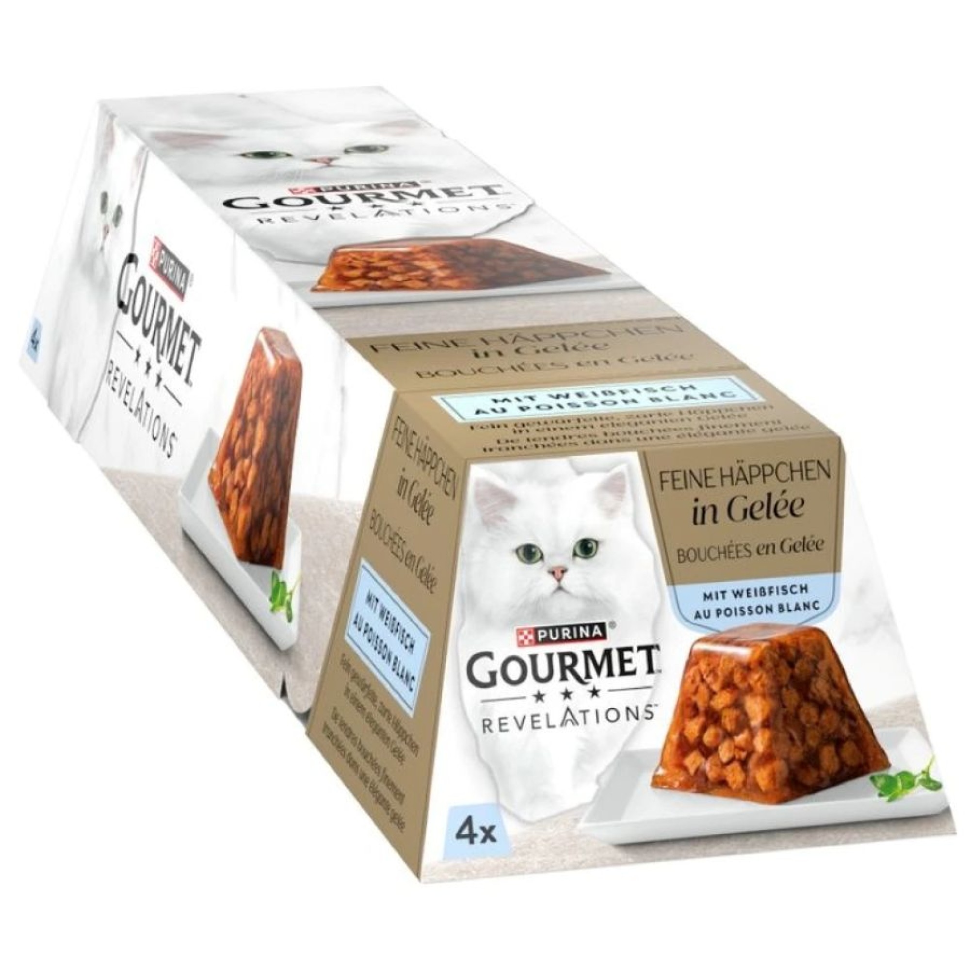PURINA GOURMET REVELATIONS FINE CUTS ADULT CATS ΛΕΥΚΑ ΨΑΡΙΑ ΣΕ ΖΕΛΕ 4x57gr