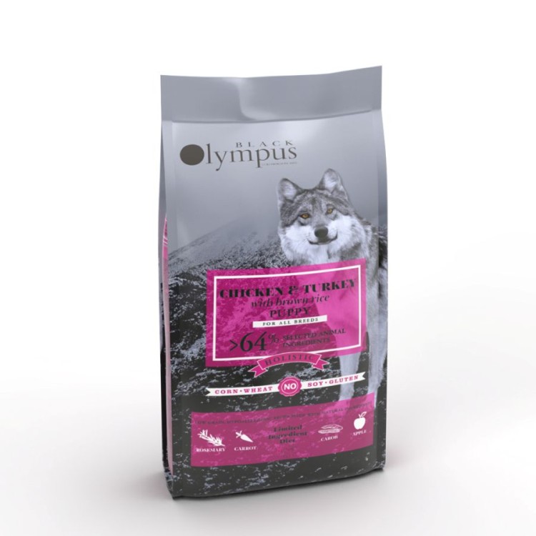 BLACK OLYMPUS LOW GRAIN PUPPY MEDIUM ΚΟΤΟΠΟΥΛΟ ΓΑΛΟΠΟΥΛΟ ΚΑΙ ΚΑΣΤΑΝΟ ΡΥΖΙ 2kg