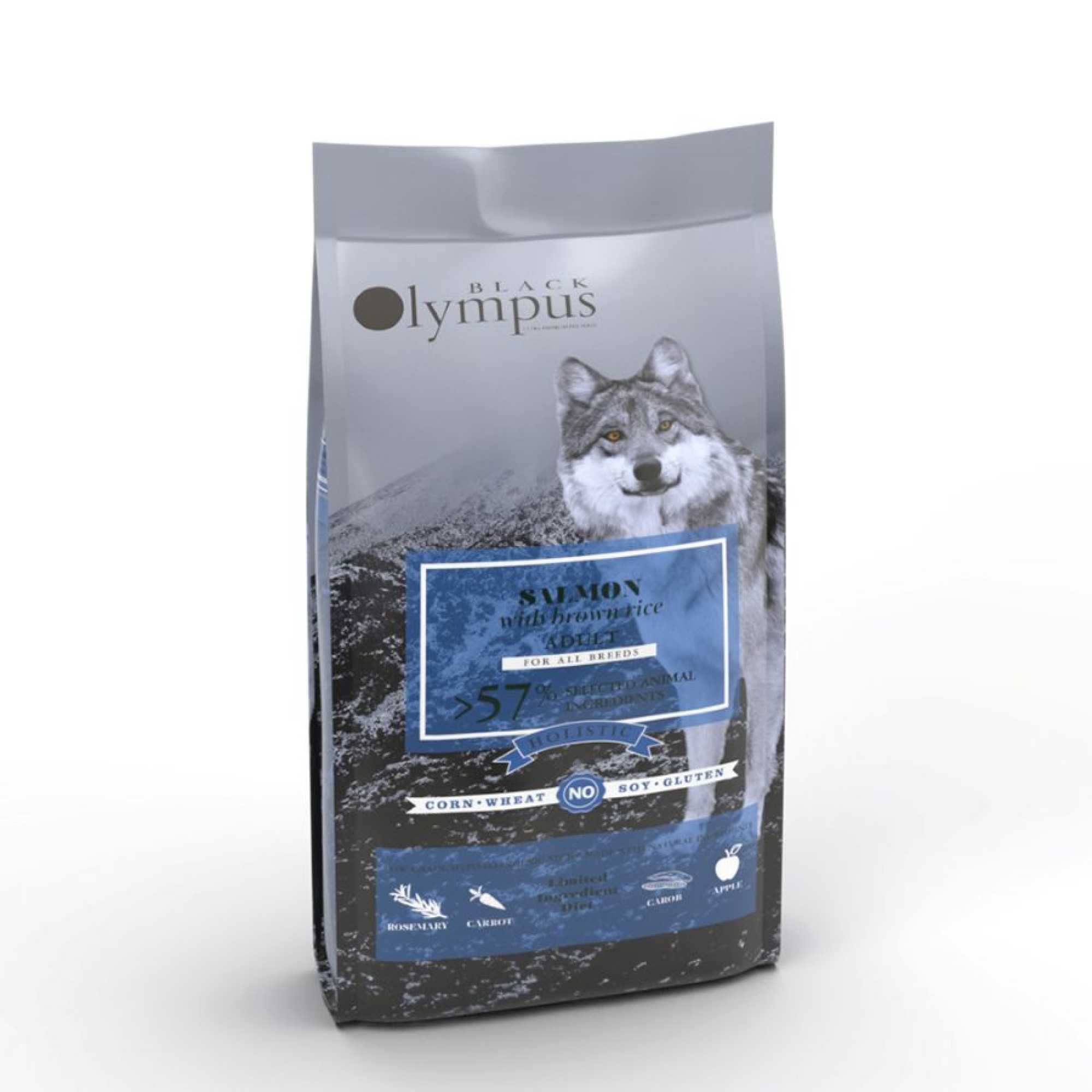 BLACK OLYMPUS LOW GRAIN ADULT MEDIUM ΣΟΛΟΜΟΣ ΚΑΙ ΚΑΣΤΑΝΟ ΡΥΖΙ 12kg ΚΑΙ 2kg ΔΩΡΟ