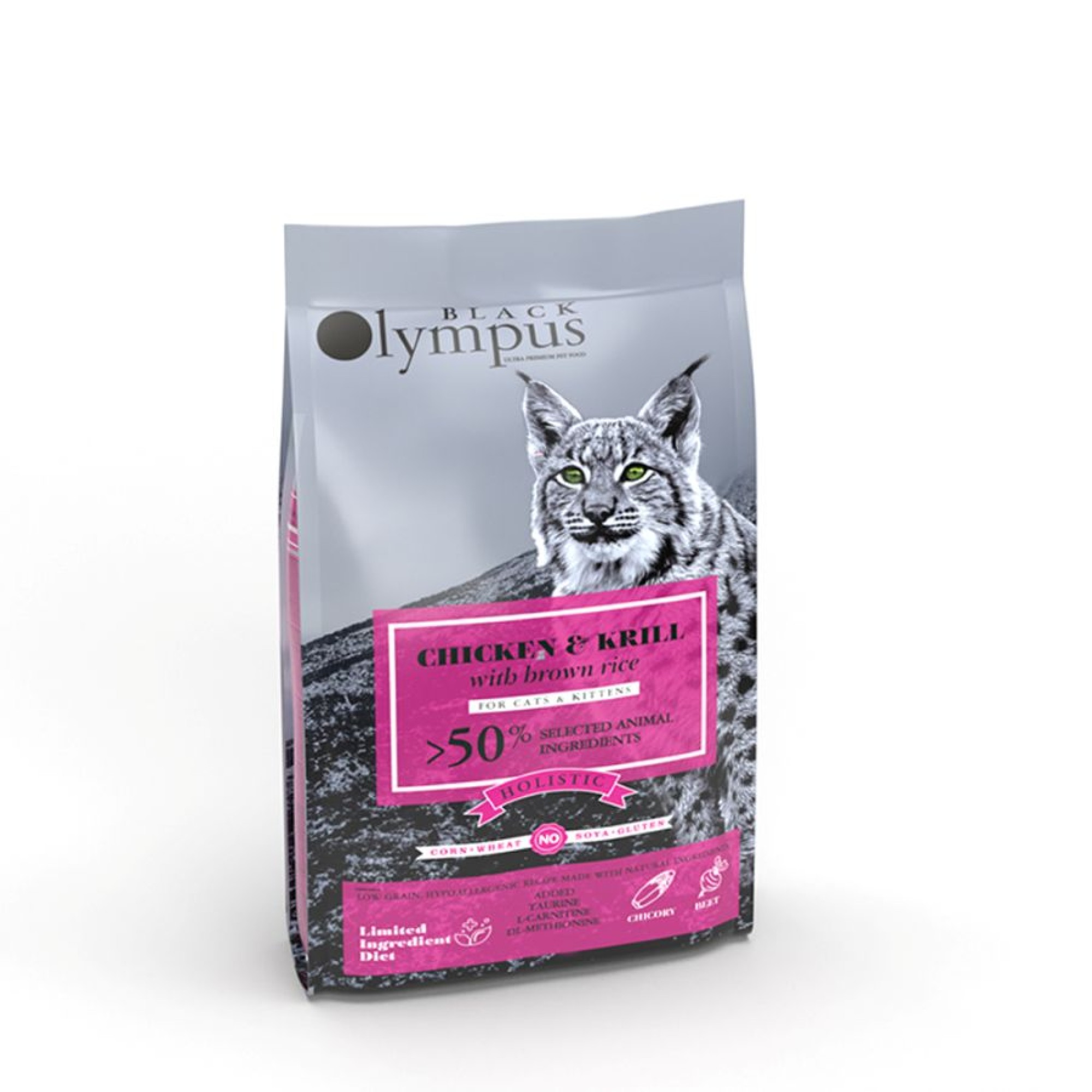 BLACK OLYMPUS LOW GRAIN ADULT CAT AND KITTEN ΚΟΤΟΠΟΥΛΟ ΚΡΙΛ ΚΑΙ ΚΑΣΤΑΝΟ ΡΥΖΙ 8kg ΚΑΙ 1.5kg ΔΩΡΟ