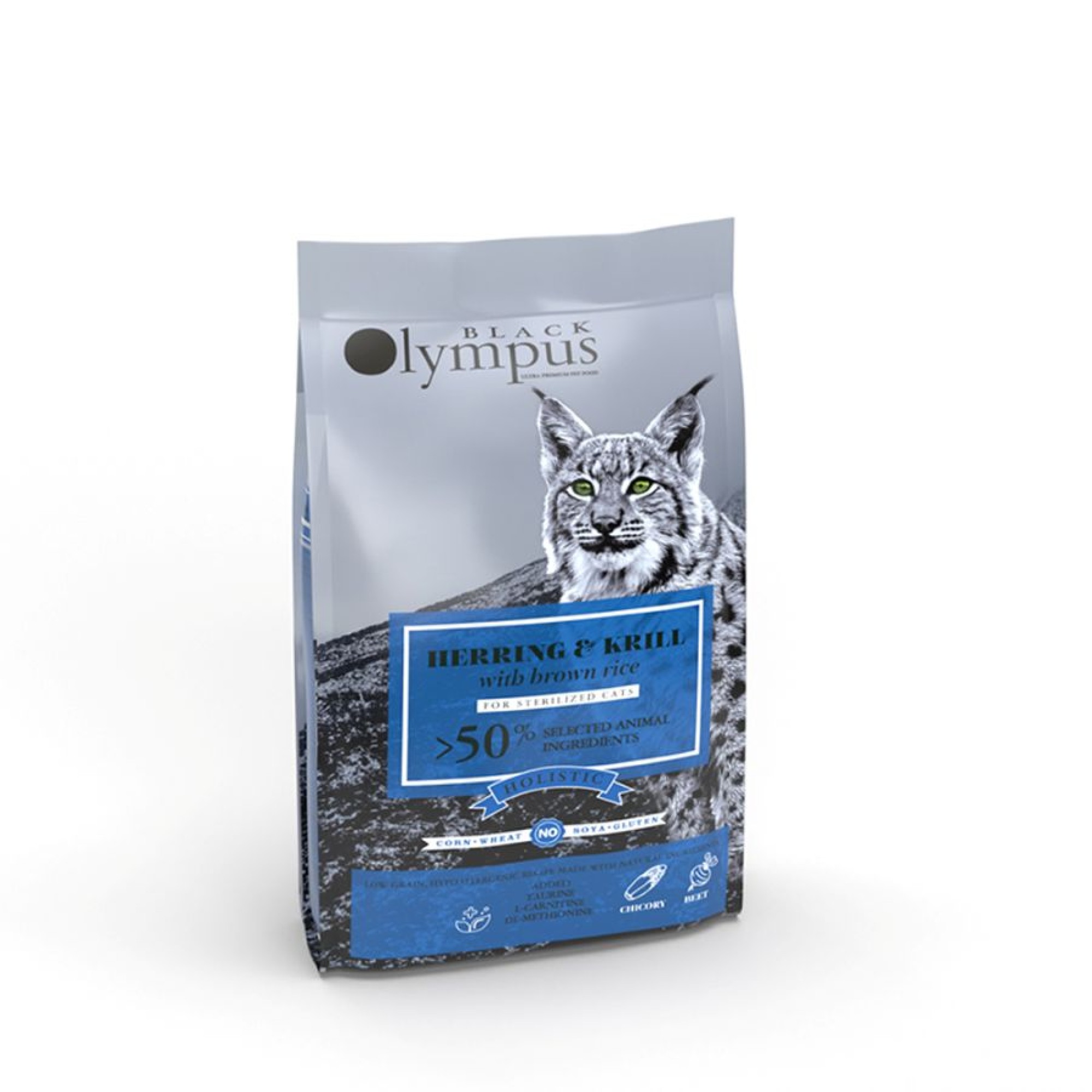 BLACK OLYMPUS LOW GRAIN STERILISED ADULT CAT ΡΕΓΓΑ ΚΡΙΛ ΚΑΙ ΚΑΣΤΑΝΟ ΡΥΖΙ 8kg ΚΑΙ 1.5kg ΔΩΡΟ