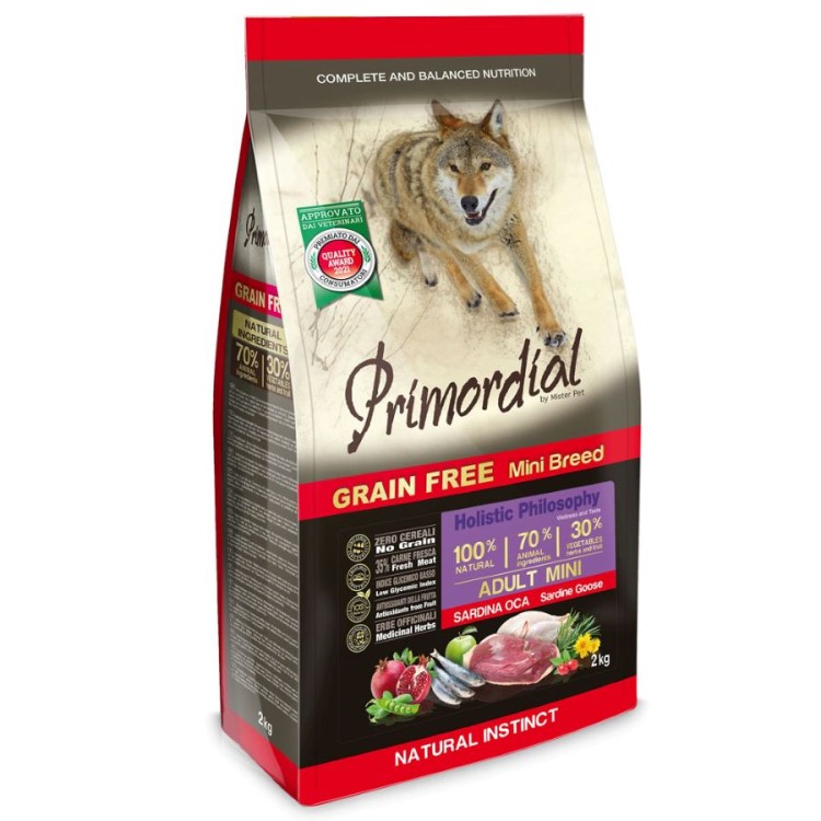 PRIMORDIAL GRAIN FREE HOLLISTIC ADULT DOG MINI BREEDS ΣΑΡΔΕΛΑ ΧΗΝΑ 2Kg