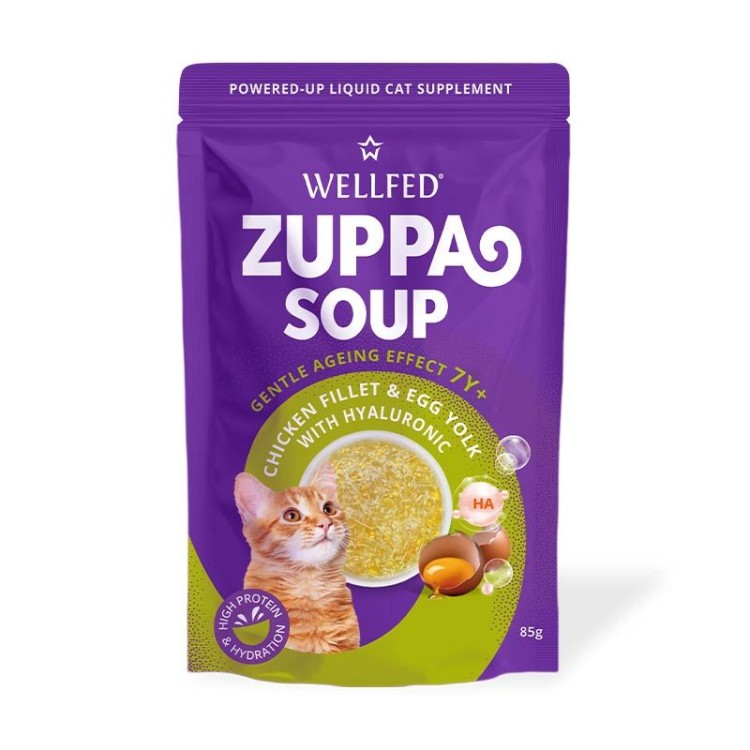 WELLFED ZUPPA SOUP ADULT CAT WET FOOD ΚΟΤΟΠΟΥΛΟ ΚΡΟΚΟΣ ΑΥΓΟΥ ΚΑΙ ΥΑΛΟΥΡΟΝΙΚΟ 85gr