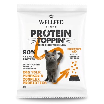 WELLFED FREEZE DRIED PROTEIN TOPPIN DIGESTIVE AID  ΣΥΜΠΛΗΡΩΜΑ ΔΙΑΤΡΟΦΗΣ ΓΑΤΑΣ ΚΟΛΟΚΥΘΑ ΚΑΙ ΑΥΓΟ 6gr