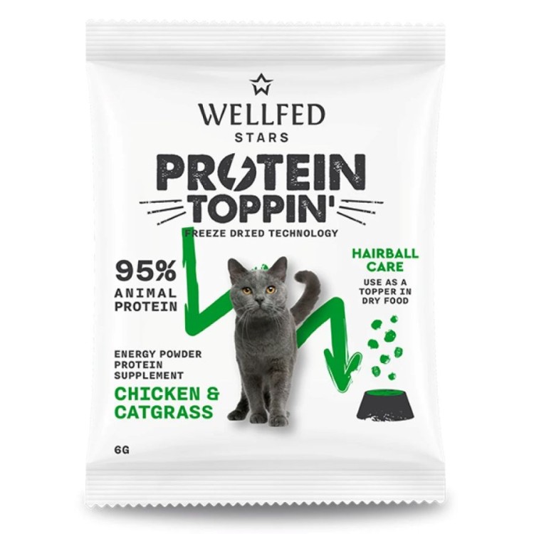 WELLFED FREEZE DRIED PROTEIN TOPPIN HAIRBALL CARE  ΣΥΜΠΛΗΡΩΜΑ ΔΙΑΤΡΟΦΗΣ ΓΑΤΑΣ ΚΟΤΟΠΟΥΛΟ ΓΑΤΟΧΟΡΤΟ 6gr