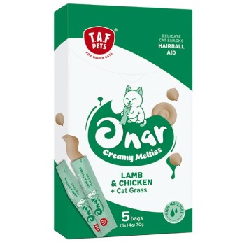 TAF PETS ONAR HAIRBAL AID CAT CREAMY FOOD ΑΡΝΙ ΚΟΤΟΠΟΥΛΟ ΚΑΙ ΓΑΤΟΧΟΡΤΟ 5pcs x 14gr