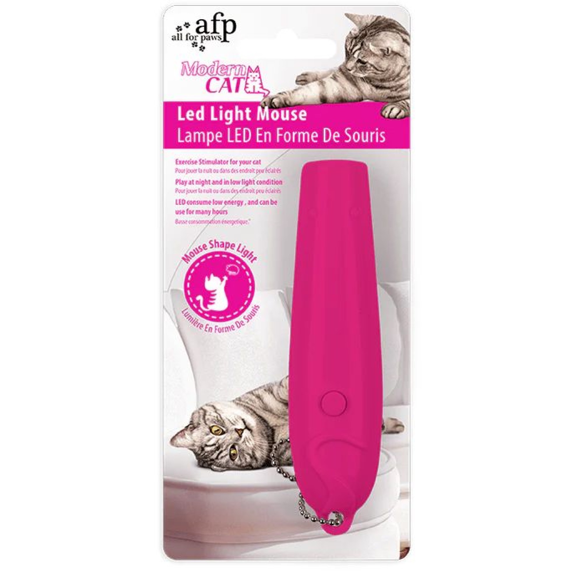 AFP ΠΑΙΧΝΙΔΙ ΓΑΤΑΣ MODERN CAT LED LIGHT MOUSE ΦΟΥΞΙΑ