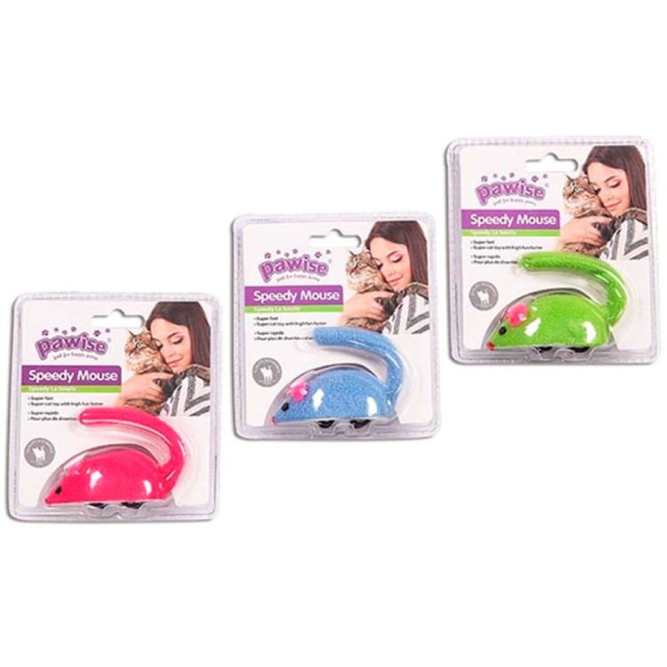 PAWISE ΠΑΙΧΝΙΔΙ ΓΑΤΑΣ SPEEDY MOUSE ΜΠΛΕ 9cm