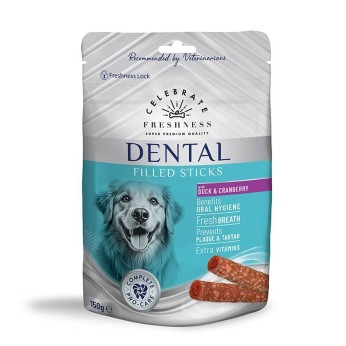 CELEBRATE FRESHNESS SUPER PREMIUM DENTAL FILLED STICKS ADULT DOG ΠΑΠΙΑ ΚΑΙ ΚΡΑΝΜΠΕΡΙ 150gr