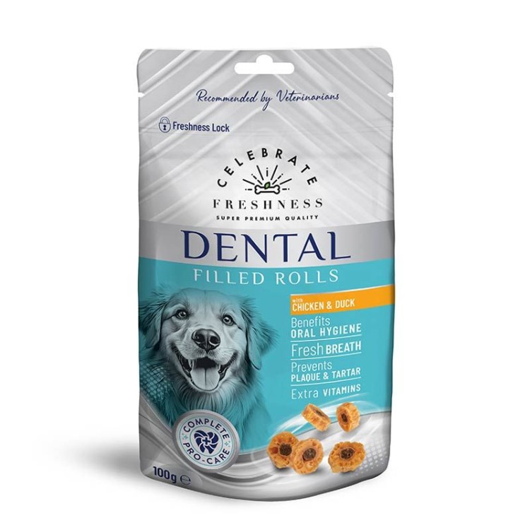 CELEBRATE FRESHNESS SUPER PREMIUM DENTAL FILLED BITES ADULT DOG ΚΟΤΟΠΟΥΛΟ ΚΑΙ ΠΑΠΙΑ 100gr