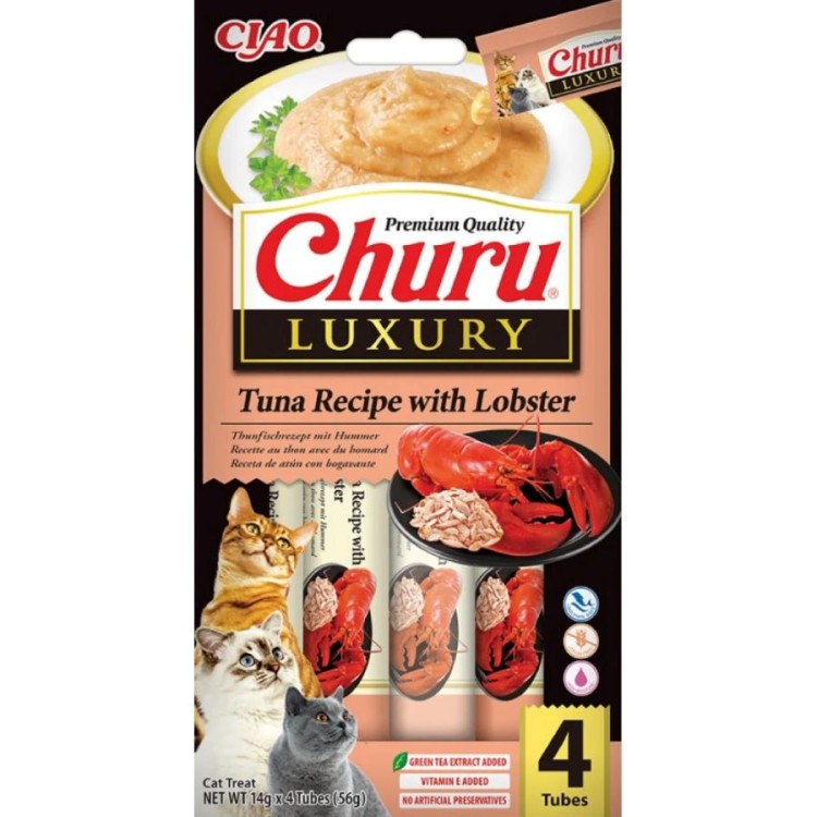 CIAO CHURU LUXURY ADULT CAT WET FOOD CREAMY ΤΟΝΟΣ ΚΑΙ ΑΣΤΑΚΟΣ 4pcs x 14gr