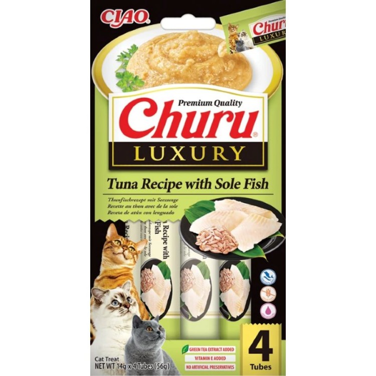 CIAO CHURU LUXURY ADULT CAT WET FOOD CREAMY ΤΟΝΟΣ ΚΑΙ ΨΑΡΙ ΓΛΩΣΣΑ 4pcs x 14gr