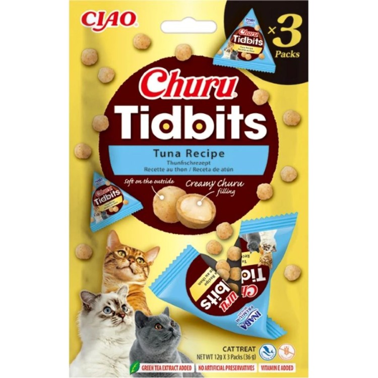 CIAO CHURU TIDBITS ADULT CAT SOFT CREAMY BALLS ΤΟΝΟΣ 3pcs x 12gr