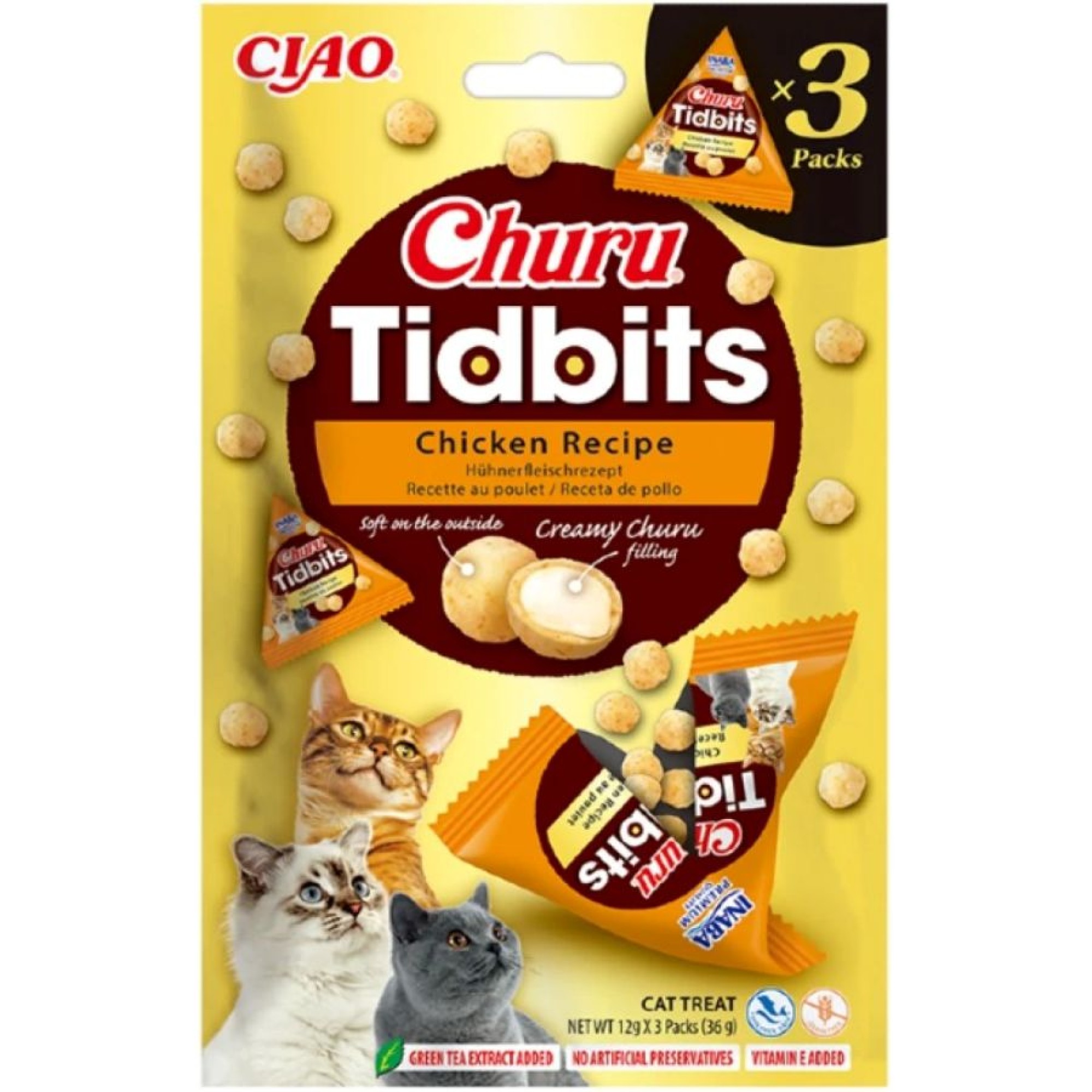 CIAO CHURU TIDBITS ADULT CAT SOFT CREAMY BALLS ΚΟΤΟΠΟΥΛΟ 3pcs x 12gr