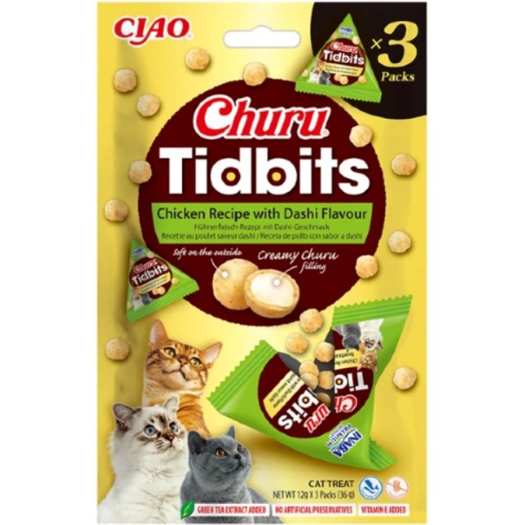 CIAO CHURU TIDBITS ADULT CAT SOFT CREAMY BALLS ΚΟΤΟΠΟΥΛΟ DASHI FLAVOUR 3pcs x 12gr CIAO CHURU TIDBITS ADULT CAT SOFT CREAMY BALLS ΚΟΤΟΠΟΥΛΟ DASHI FLAVOUR 3pcs x 12gr