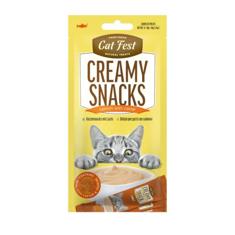 CAT FEST CREAMY SNACKS ADULT CAT ΜΕ ΣΟΛΟΜΟ ΚΑΙ ΧΑΒΙΑΡΙ 4pcs 40gr CAT FEST CREAMY SNACKS ADULT CAT ΜΕ ΣΟΛΟΜΟ ΚΑΙ ΧΑΒΙΑΡΙ 4pcs 40gr
