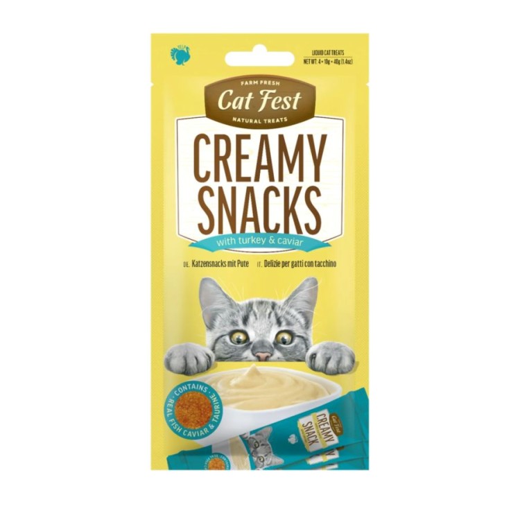 CAT FEST CREAMY SNACKS ADULT CAT ΜΕ ΓΑΛΟΠΟΥΛΑ ΚΑΙ ΧΑΒΙΑΡΙ 4pcs 40gr